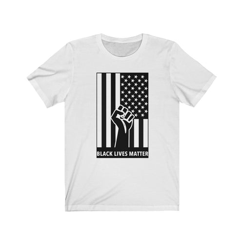 Black Lives Matter, Power Flag Vertical (White) Short Sleeve Tee, BLM , Equality Shirt, Social Justice, Civil Rights, Equality Shirt