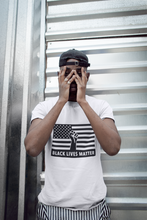 Load image into Gallery viewer, Black Lives Matter, Power Fist Flag, (White) Short Sleeve Tee, BLM Shirt, Civil Rights, Equality Shirt