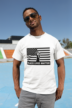 Load image into Gallery viewer, Black Lives Matter, Power Fist Flag, (White) Short Sleeve Tee, BLM Shirt, Civil Rights, Equality Shirt