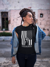 Load image into Gallery viewer, Black Lives Matter, Power Flag Vertical (Black) Short Sleeve Tee, BLM , Equality Shirt, Social Justice, Civil Rights, Equality Shirt