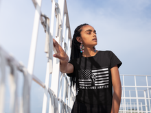 Load image into Gallery viewer, Black Lives Matter, Power Fist Flag, (Black) Short Sleeve Tee, BLM Shirt, Civil Rights, Equality Shirt